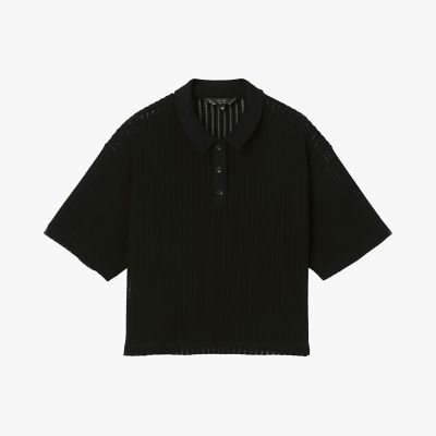 ラッフルメッシュ ストライプ ポロシャツ | TO B. BY AGNES B