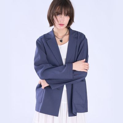 新品 agnes b テーラードジャケット 48 ネイビー 裏地 ロゴ ダブルテーラード ジャケット | TO B. BY AGNES B./トゥービー バイ