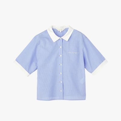 ロゴ プリント ストライプ ハーフスリーブ シャツ | TO B. BY AGNES B