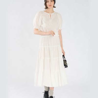 コットン シフォン パフィー 半袖 ブラウス | TO B. BY AGNES B 