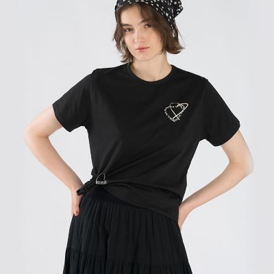 agnes b. - アニエス b.☆ロゴTシャツ☆半袖☆2(M） ロゴ刺繍 ハート プリント コットン 半袖 Tシャツ | TO B. BY AGNES B
