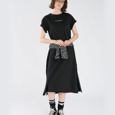 ロゴ プリント コットン 半袖 ロング ワンピース | TO B. BY AGNES B