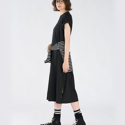 ロゴ プリント コットン 半袖 ロング ワンピース | TO B. BY AGNES B