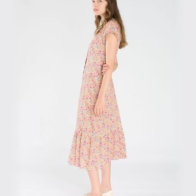 希少 フランス製 アニエスベー フォトプリント ワンピース 桜　シルク フラワープリント コットン ショートスリーブ ワンピース | TO B. BY