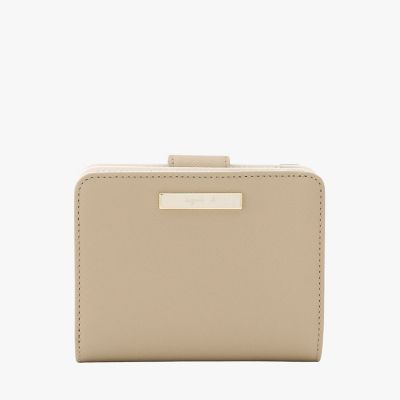 極美品 アニエスベー 二つ折り財布 Erika ブラウン QAW05-01 本革 agnes b.（アニエスベー） 財布 レザー 二つ折り ウォレット ”Erika