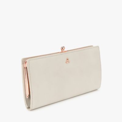 agnes b. アニエスベー 長財布 ベージュ 財布 フラップ ガラスレザー ガラスレザー ロングウォレット ”Gloria” XAW05－02