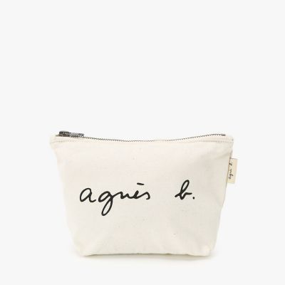 ＜agnes b. (Women)＞ロゴプリント　コットン　ポーチ　”Ｐａｕｌｅｔｔｅ”　ＹＡＳ１８－０３