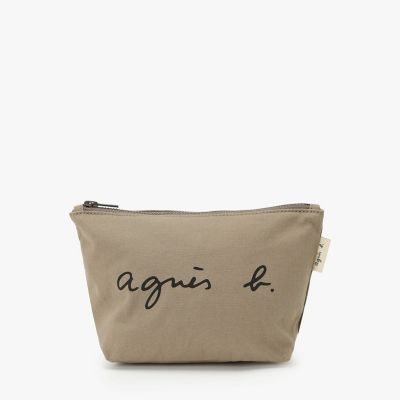 ＜agnes b. (Women)＞ロゴプリント　コットン　ポーチ　”Ｐａｕｌｅｔｔｅ”　ＹＡＳ１８－０３