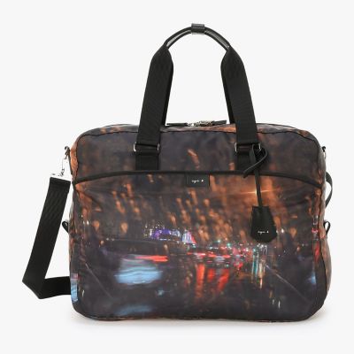 【未使用級】アニエスベー 2way ボストンバッグ フォトプリント 夜景 大容量 フォトプリント 2way ラージ ボストンバッグ RAT01N－01