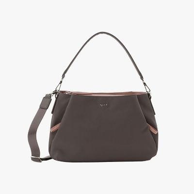 【極美品】アニエスベー 2way ショルダーバッグ グレー ピンク　保証書付 ナイロン 2way スモール ショルダーバッグ ”Origami