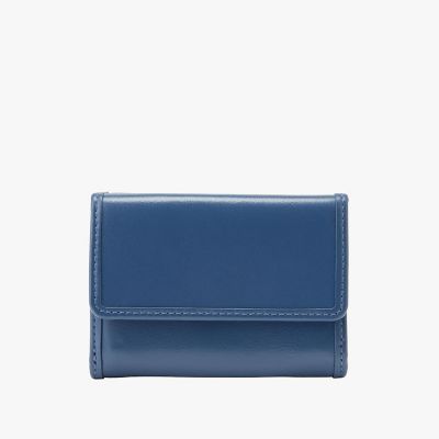 agnes b. アニエスベー 三つ折り財布 ブルー 保存箱付き レザー 三つ折り ウォレット ”Nathalie” BBW02－02