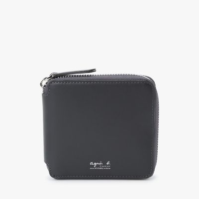 ＜agnes b. HOMME (Men)＞レザー　ラウンドジップ　二つ折り　ウォレット”Ｙｖｏｎ”　ＺＡＨ０４－０１