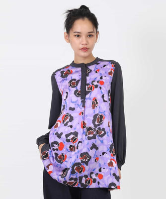 ＜HIROKO BIS (Women)＞【洗える】バンドカラーフラワープリントチュニック