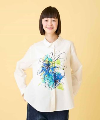 ＜HIROKO BIS (Women)＞ドローイングフラワーブラウス　／洗える