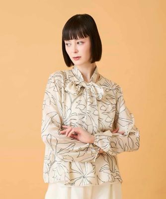 ＜HIROKO BIS (Women)＞ボタニカルモチーフプルオーバーブラウス　／洗える