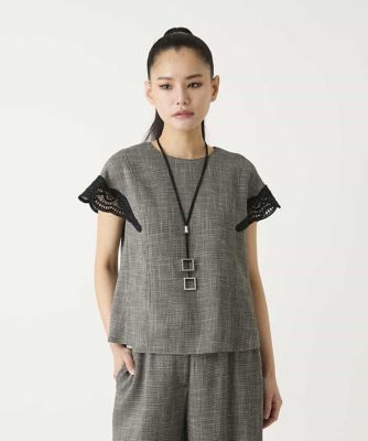 ＜HIROKO BIS (Women)＞ツイーディーメッシュプルオーバーブラウス　／洗える