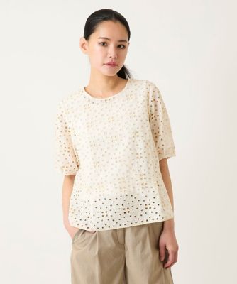 ＜HIROKO BIS (Women)＞アイレット刺繍タックヘムブラウス