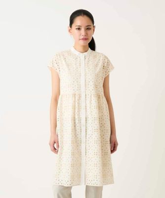 アイレット刺繍フレンチスリーブチュニックブラウス | HIROKO BIS