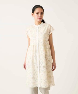 美品 ブルネロクチネリ ノースリーブ ブラウス チュニック 刺繍系 アイレット刺繍フレンチスリーブチュニックブラウス | HIROKO BIS