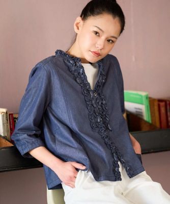 ＜HIROKO BIS (Women)＞フリルアクセントダンガリーブラウス