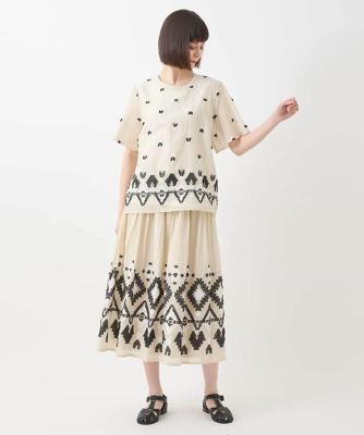エスニックモチーフコンパクトブラウス　／洗える