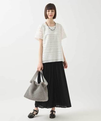 幾何柄レースブラウス　／洗える
