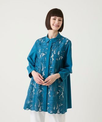 星座ロングシャツ 新品タグ付き のらスタイル スタンドカラー ロングシャツ ブラウス ループ付き