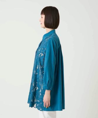 フラワー刺繍コットンロングシャツ ／洗える | HIROKO BIS (Women