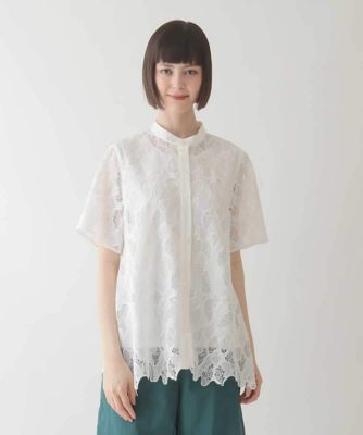 ＜HIROKO BIS (Women)＞迷彩レースジョイントブラウス　／洗える