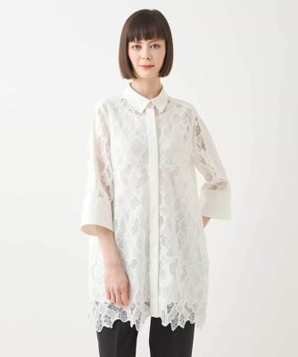 ＜HIROKO BIS (Women)＞ランダム迷彩レースチュニックブラウス　／洗える