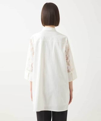 ランダム迷彩レースチュニックブラウス　／洗える