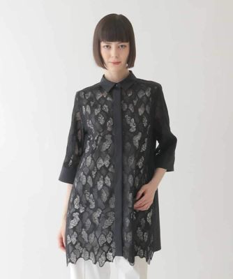 ランダム迷彩レースチュニックブラウス　／洗える