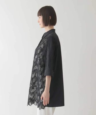 ランダム迷彩レースチュニックブラウス　／洗える