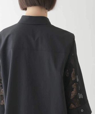 ランダム迷彩レースチュニックブラウス　／洗える