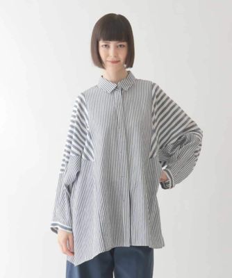 ＜HIROKO BIS (Women)＞ストライプパターンデザインブラウス　／洗える
