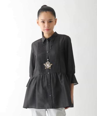 HIROKO BIS (Women)/ヒロコビス ピンタックギャザー切り替えシアーブラウス /洗濯機で洗える 94ブラック トップス【三越伊勢丹/公式】