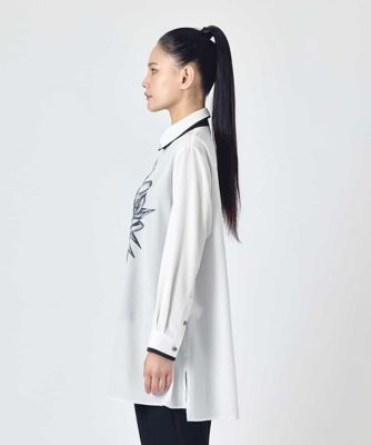 極美品◆ハウスオブロータス シルク混 チュニック ブラウス シアー◇ホワイト M フラワープリントチュニックブラウス | HIROKO BIS (Women)/ヒロコビス