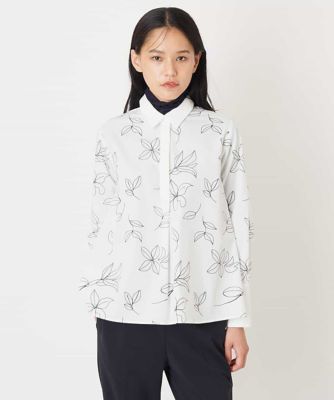 ＜HIROKO BIS (Women)＞【洗える】リーフ＆フラワーデザインプリントシャツ