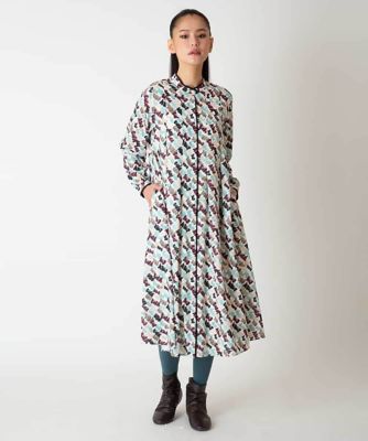 新品・47,300円☆HIROKO BIS/ペイント柄タックフレアワンピース ペイント柄タックフレアワンピース ／洗濯機で洗える | HIROKO BIS