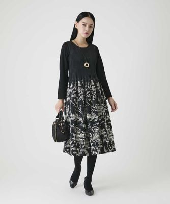 HIROKO BIS ヒロコビス ワンピース 花柄 ゴールド シャーリング シャーリングジャカードデザインワンピース | HIROKO BIS (Women