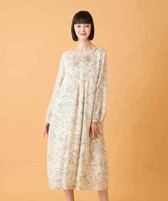 ＜HIROKO BIS (Women)＞ボタニカルモチーフピンタックワンピース　／洗える