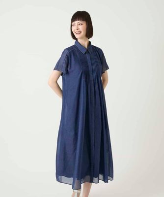 サテンデニムピンタックデザインワンピース | HIROKO BIS (Women