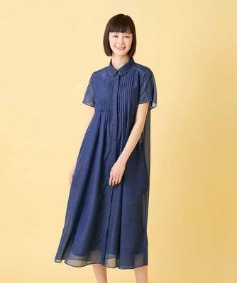 サテンデニムピンタックデザインワンピース ／洗える | HIROKO BIS