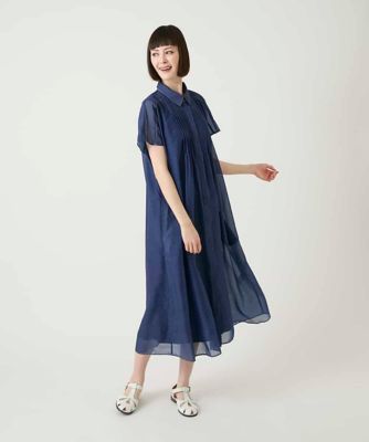 サテンデニムピンタックデザインワンピース ／洗える | HIROKO BIS