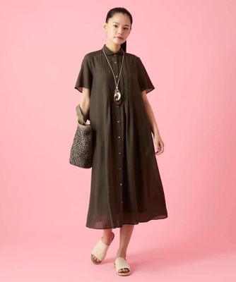 新品タグ付き　ICB タックデザインワンピース タックデザインシャツワンピース ／洗濯機で洗える | HIROKO BIS