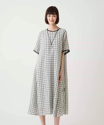 CFCL (Women) 半袖ワンピース ホワイト・パイン1 サッカーチェック半袖ワンピース | HIROKO BIS (Women)/ヒロコビス