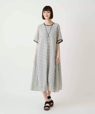 サッカーチェック半袖ワンピース ／洗える | HIROKO BIS (Women