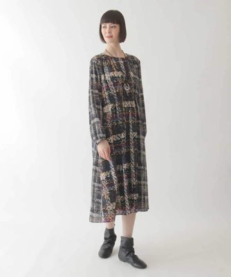 ウエサコ　ワンピース ウエストギャザーチェックプリントワンピース | HIROKO BIS