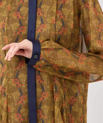 大きい17号✨ヒロコビス　シャツワンピース　洗えるマキシ丈　ゆったりボタニカル柄 大きい17号✨ヒロコビス シャツワンピース 洗えるマキシ丈