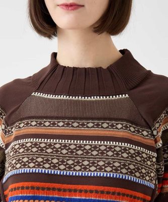 多色ボーダージャカードニットプルオーバー | HIROKO BIS (Women